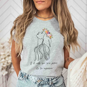 If it costs you your peace it's too expensive womens grey slogan t-shirt