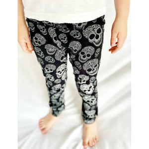 monochrome skull print kids leggings uk