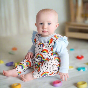 organic rainbow dungarees by bayridgecaskandkeg