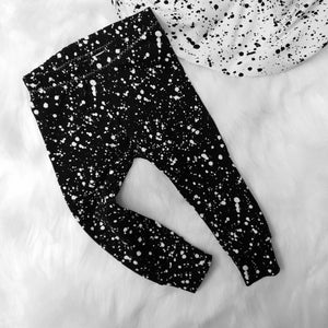 Black Splatter monochrome baby and child leggings