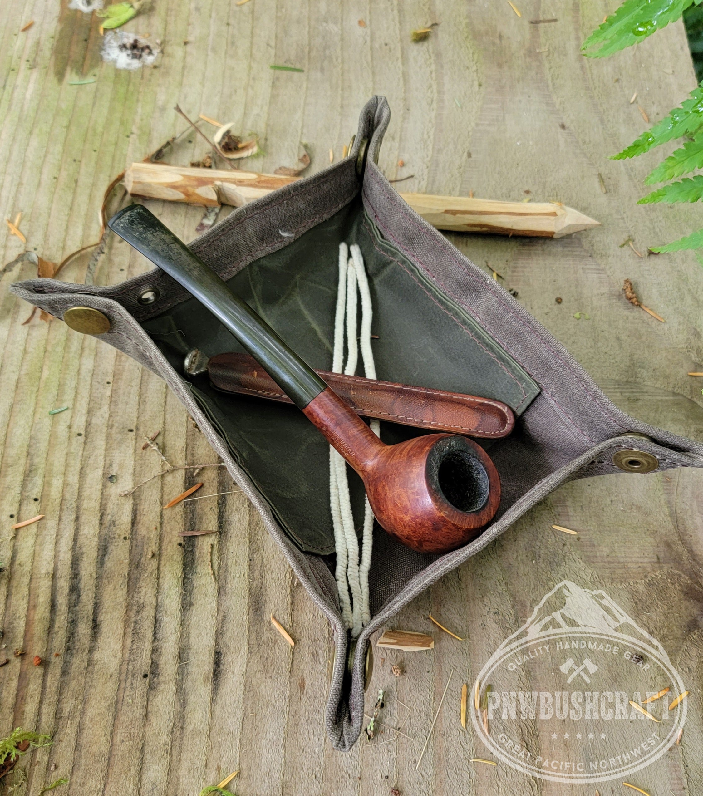 EDC Pipe and Accessories  Waxed Canvas Travel Tray for your Gear - Made to Order