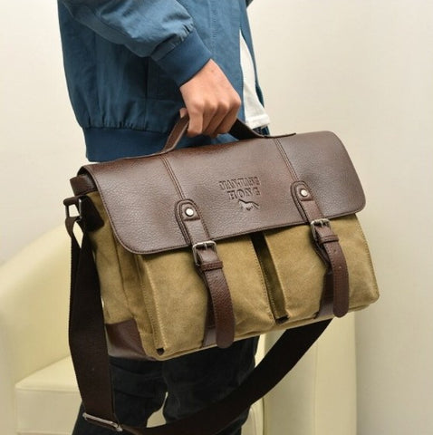 MANJIANG Vintage Messenger Bag Canvas - Front View - The Store Bags