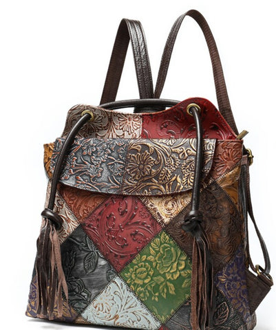 TSB Patchwork Leather Backpack - Front View - The Store Bags