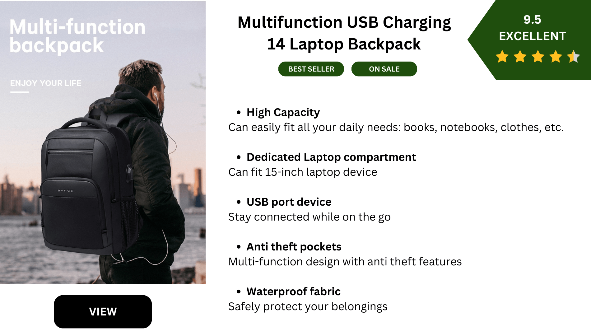 USB Charging 14 laptop bag