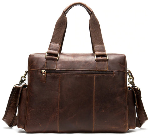 WESTAL Men's Leather Weekend Travel Bag - Back View - The Store Bags