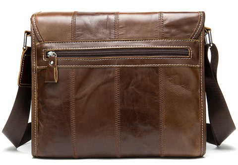 Westal Male Leather Messenger Bag - Back View - The Store Bags