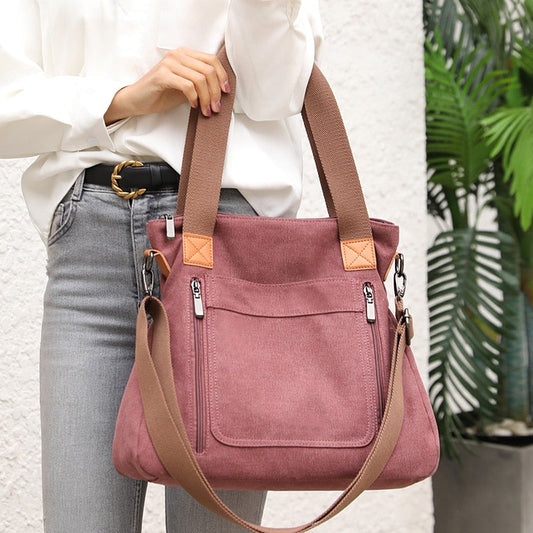 Women's Spring&Summer Autumn&Winter Canvas Plaid Elegant Vacation Sewing  Thread Square Magnetic Buckle Shoulder Bag Functional Backpack
