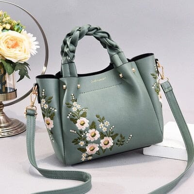 Floral Leather Crossbody Bag The Store Bags light green 