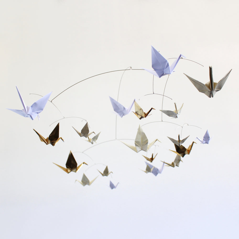 Large Calder Style Paper Crane Mobile in Solid Colors The Timeless Crane