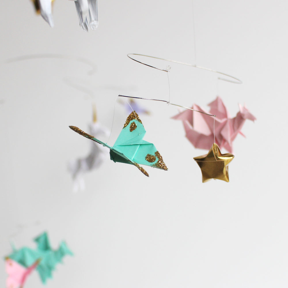 Unicorn Fantasy Themed Origami Paper Mobile – The Timeless Crane