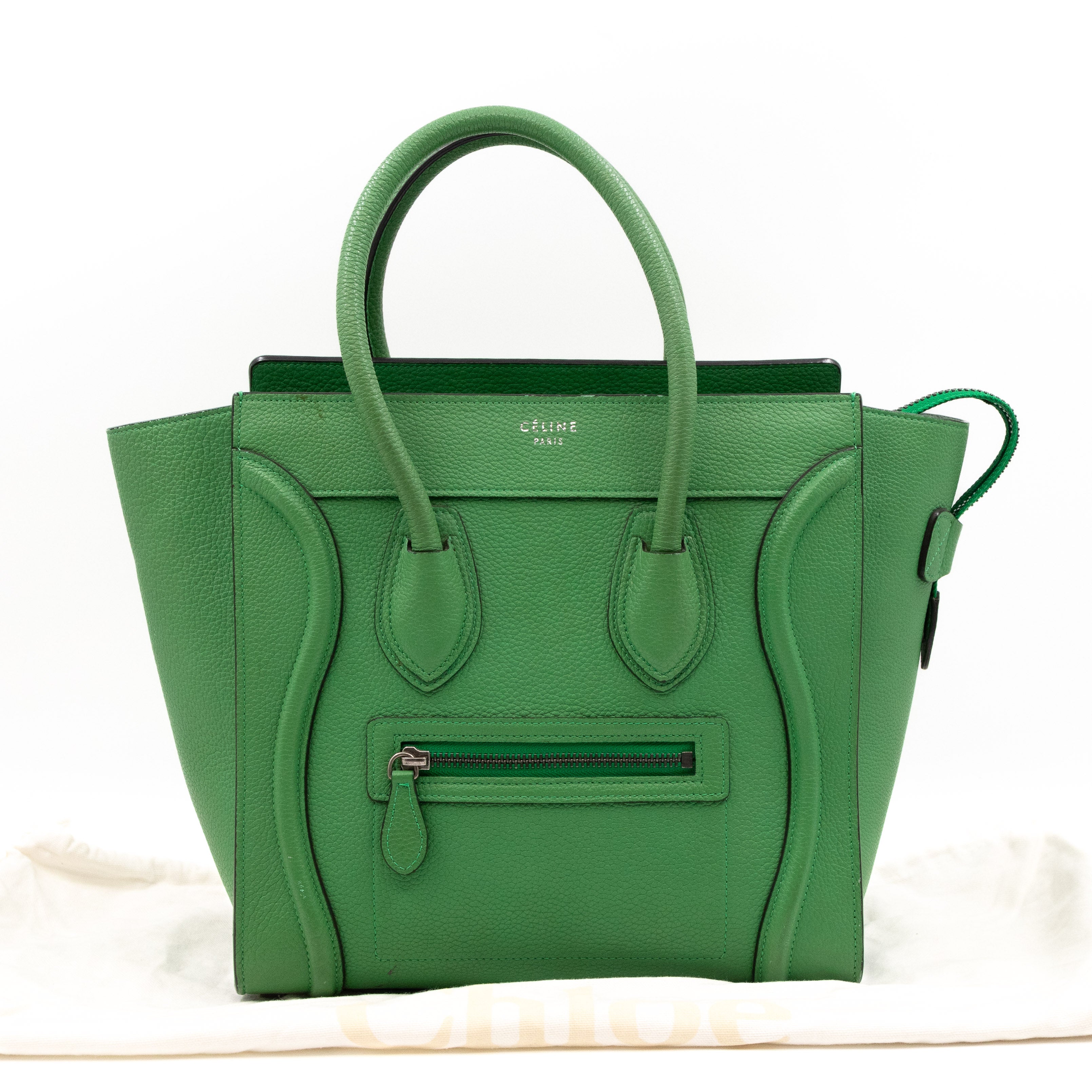 Céline – Celine Micro Luggage Green Leather – Queen Station