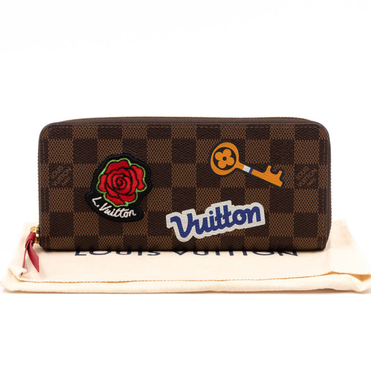 Louis Vuitton Wallet Clemence Penguins Xmas Damier Ebene Brown/Blue in  Canvas with Gold-tone - US