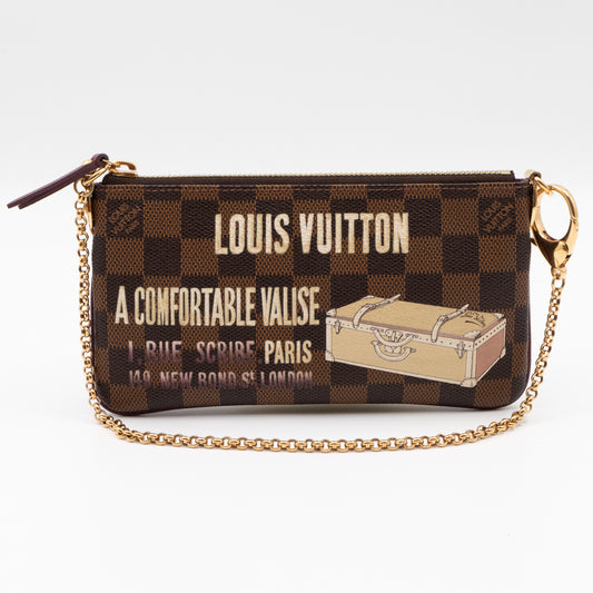 Louis Vuitton Damier Ebene Trunks Pochette Milla Wristlet Bag 862895 For  Sale at 1stDibs