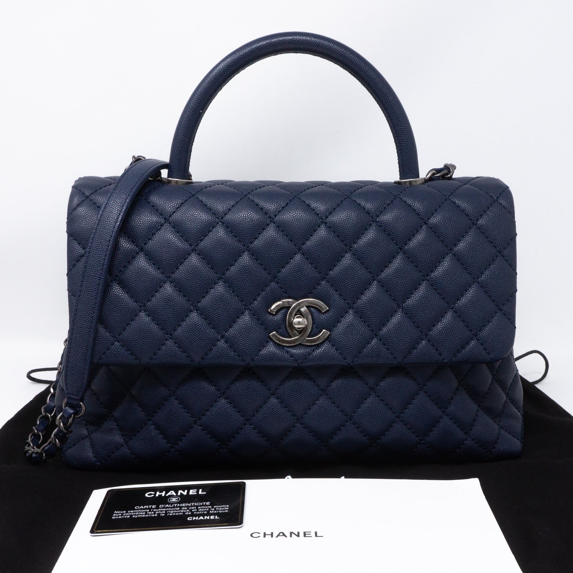 Chanel – Coco Handle Navy Blue Caviar – Queen Station