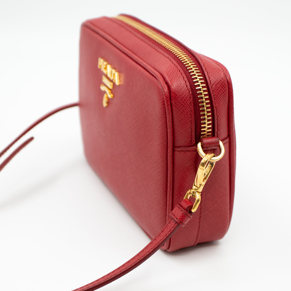 prada camera bag red