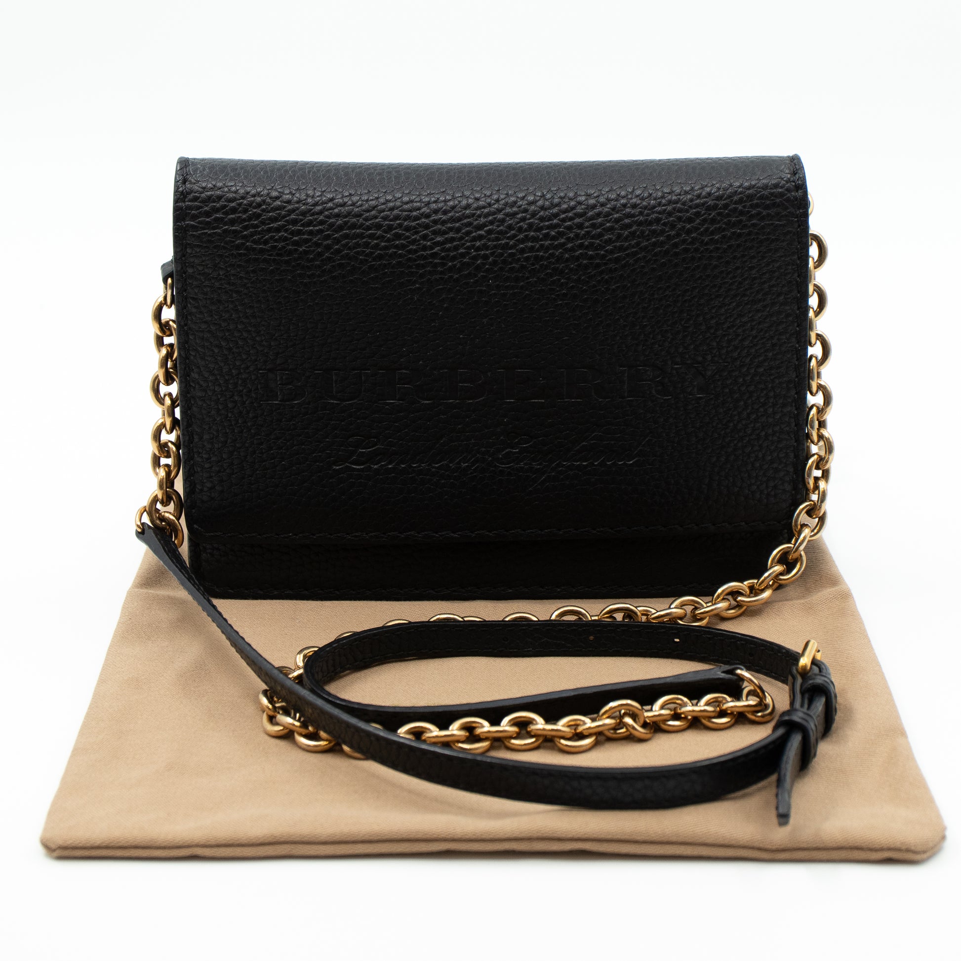 Burberry – Burberry Wallet on Chain Black Leather WOC – Queen Station