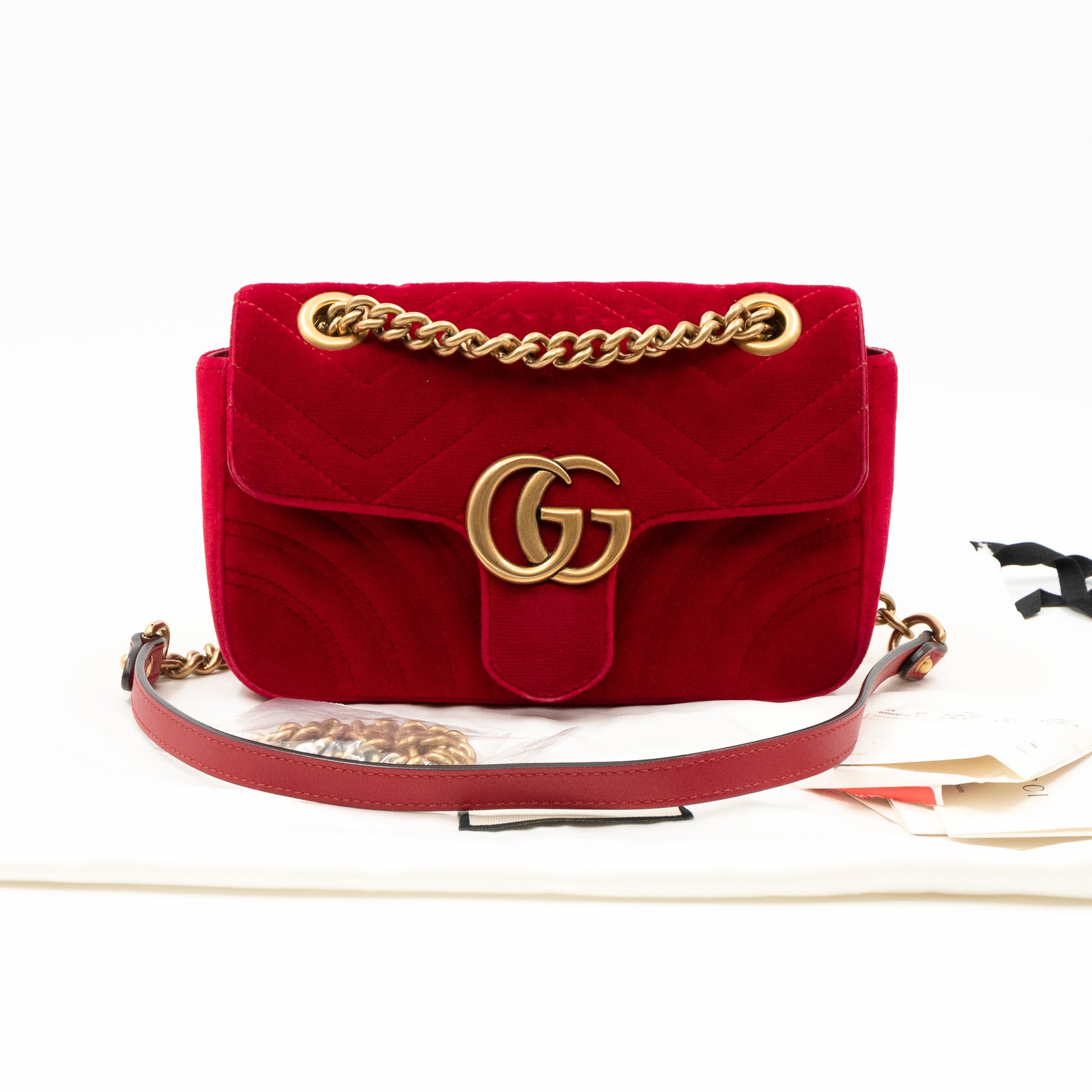 Gucci – Gucci GG Marmont Matelasse Mini Bag Red Velvet – Queen Station