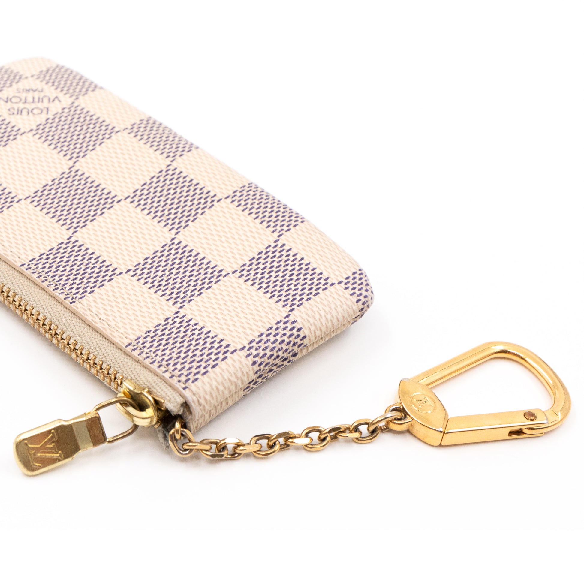 Louis Vuitton Key Pouch Damier Azur White/Blue in Canvas with