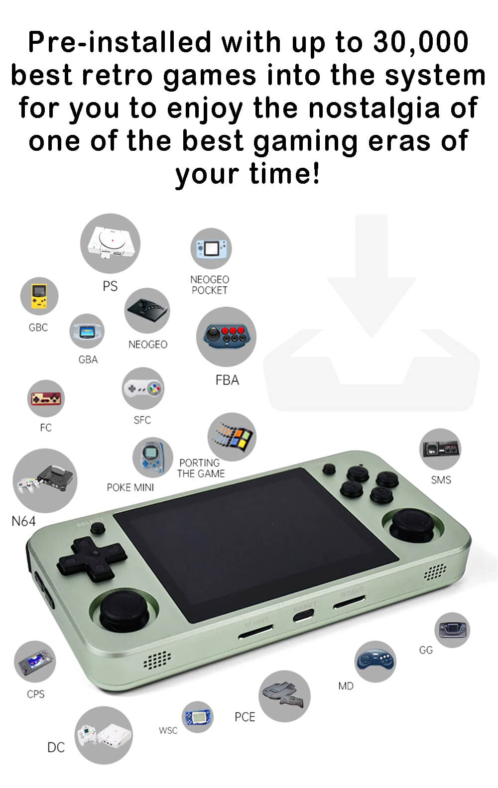 Badgronn® Max  Retro Handheld Game Console - Grey Technologies