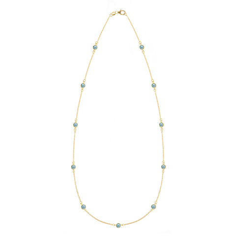 Bezel-Set Milky Aquamarine and Yellow Gold Necklace - Turgeon Raine