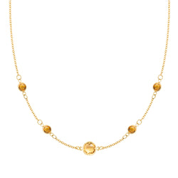 1 Grand & 4 Classic Citrine Necklace in 14k Gold (November) - 14k Yellow  Gold / X-Small (15