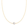 Grand 14k yellow gold 1.17 mm cable chain necklace featuring one 6 mm briolette cut bezel set moonstone - front view