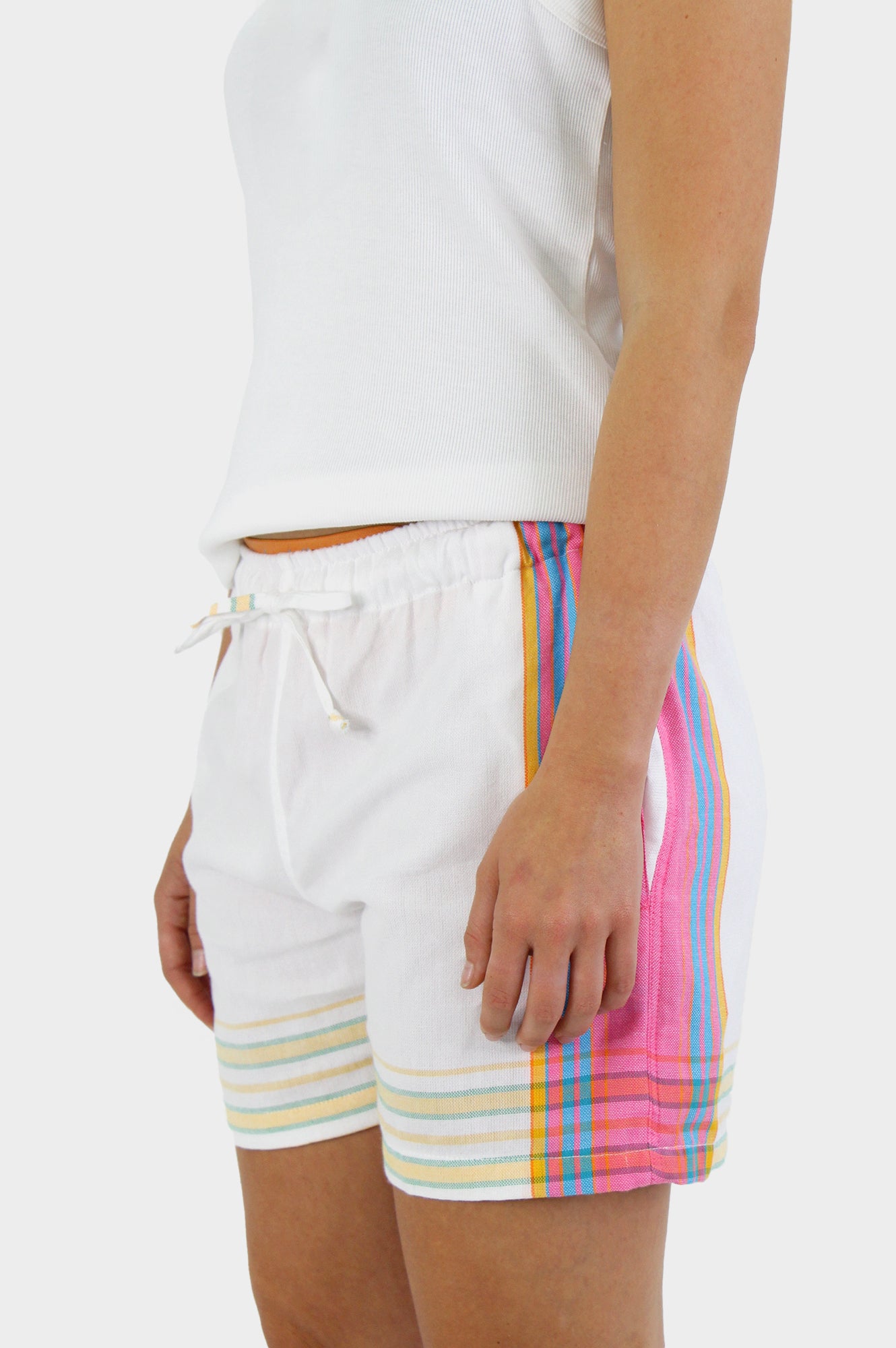 Kikoy Short Shorts | White/Pink