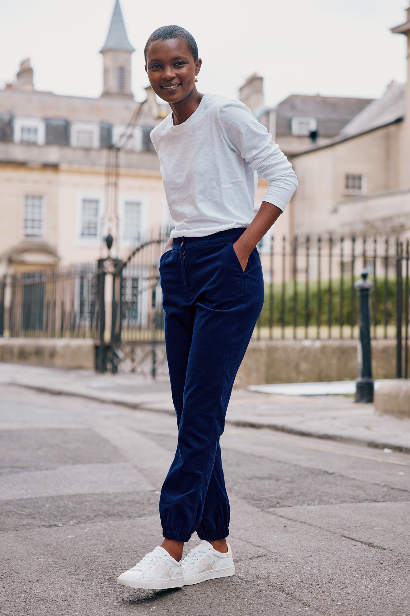 Stretch Corduroy Cuffed Jogger | Atlantic Blue