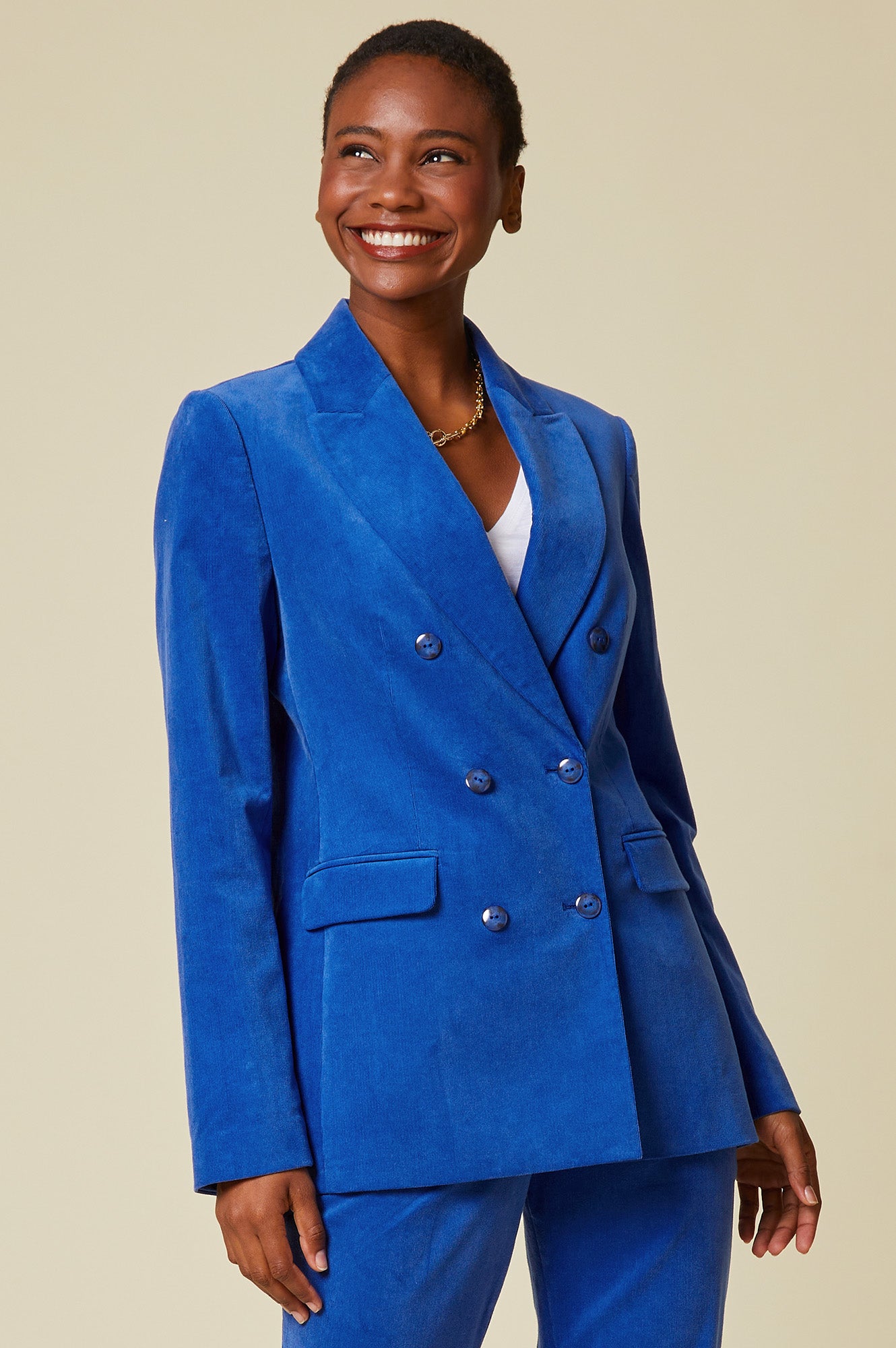 Theresa Stretch Corduroy Blazer | Royal Blue