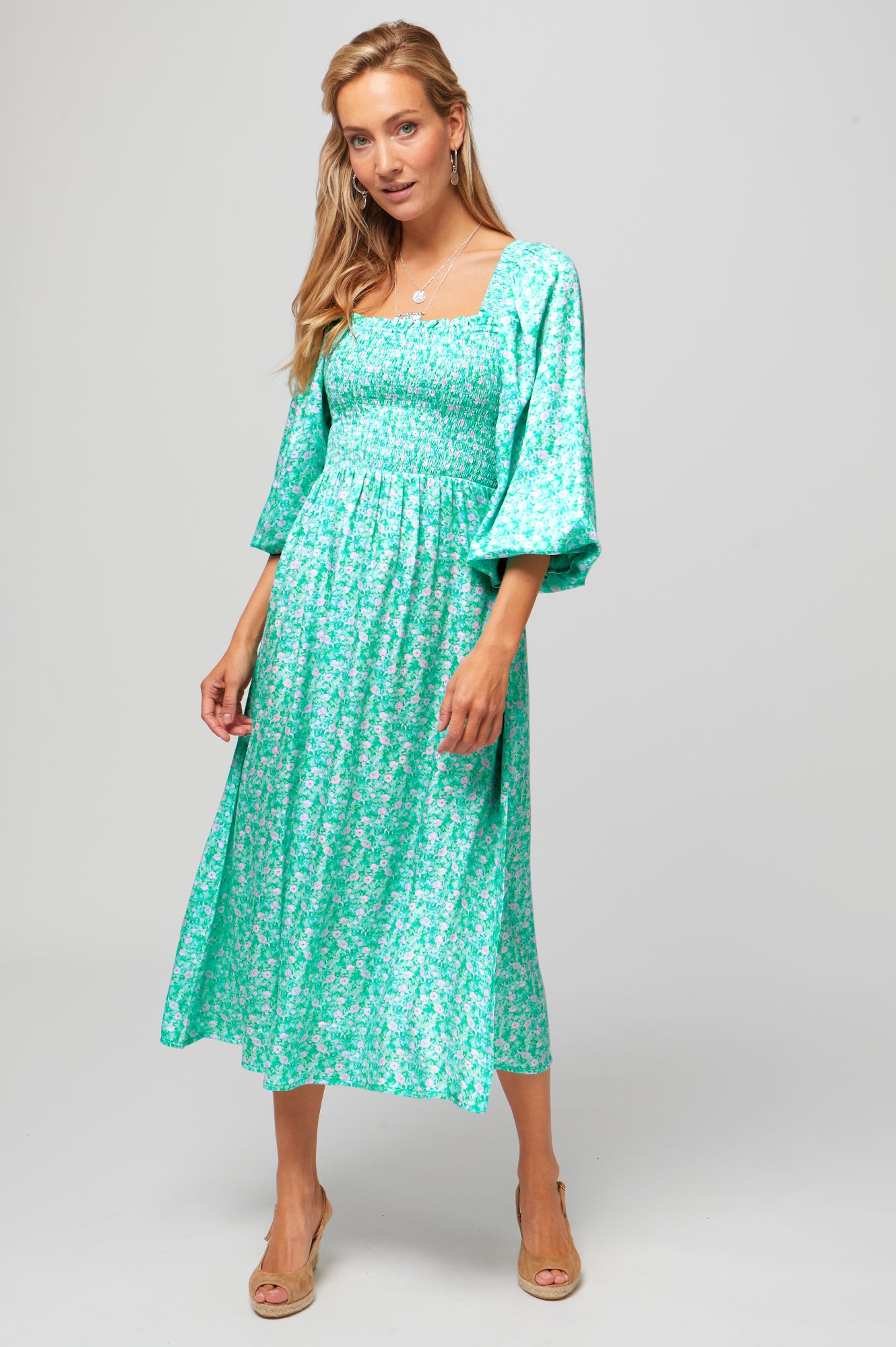 Nancy Tencel Dress | Meadow Bloom Green