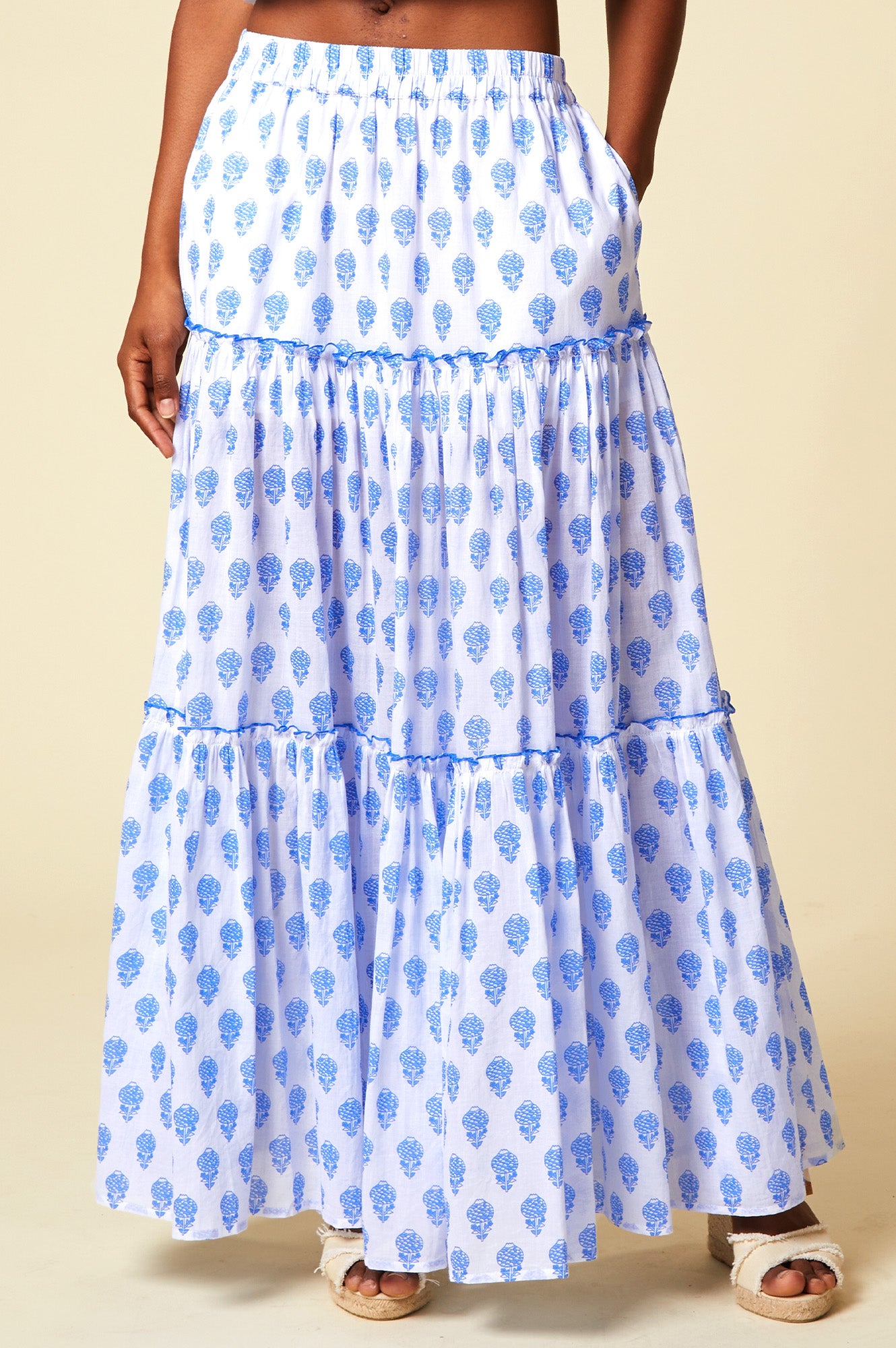 Bea Organic Cotton Skirt | Pineapple White/Blue