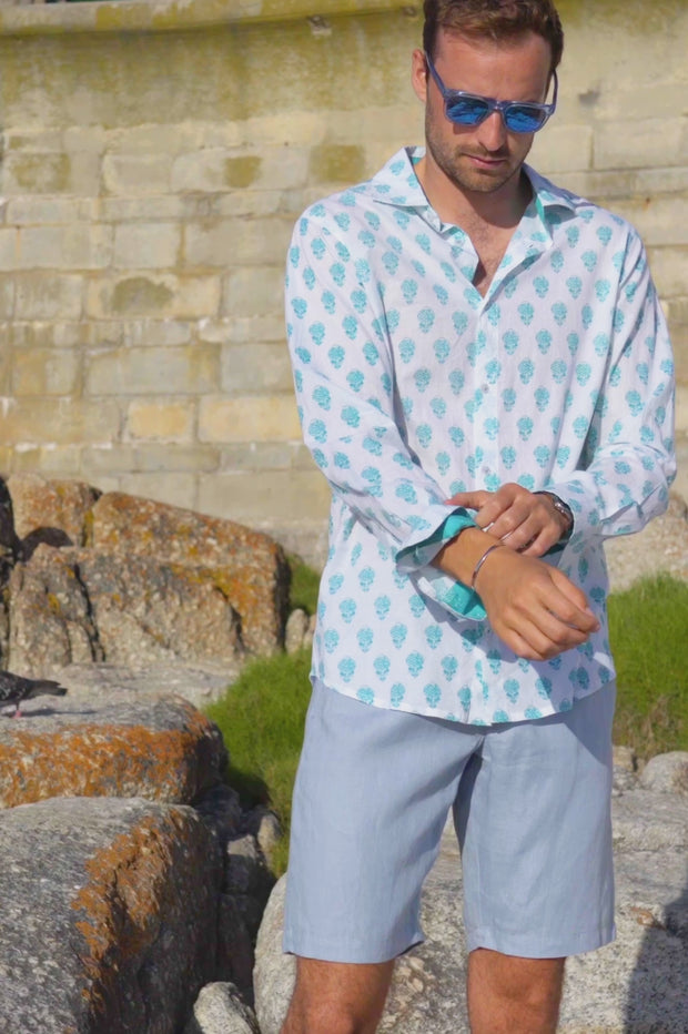 Mens Linen Shirt: FUCHSIA PINK - Pink House Mustique