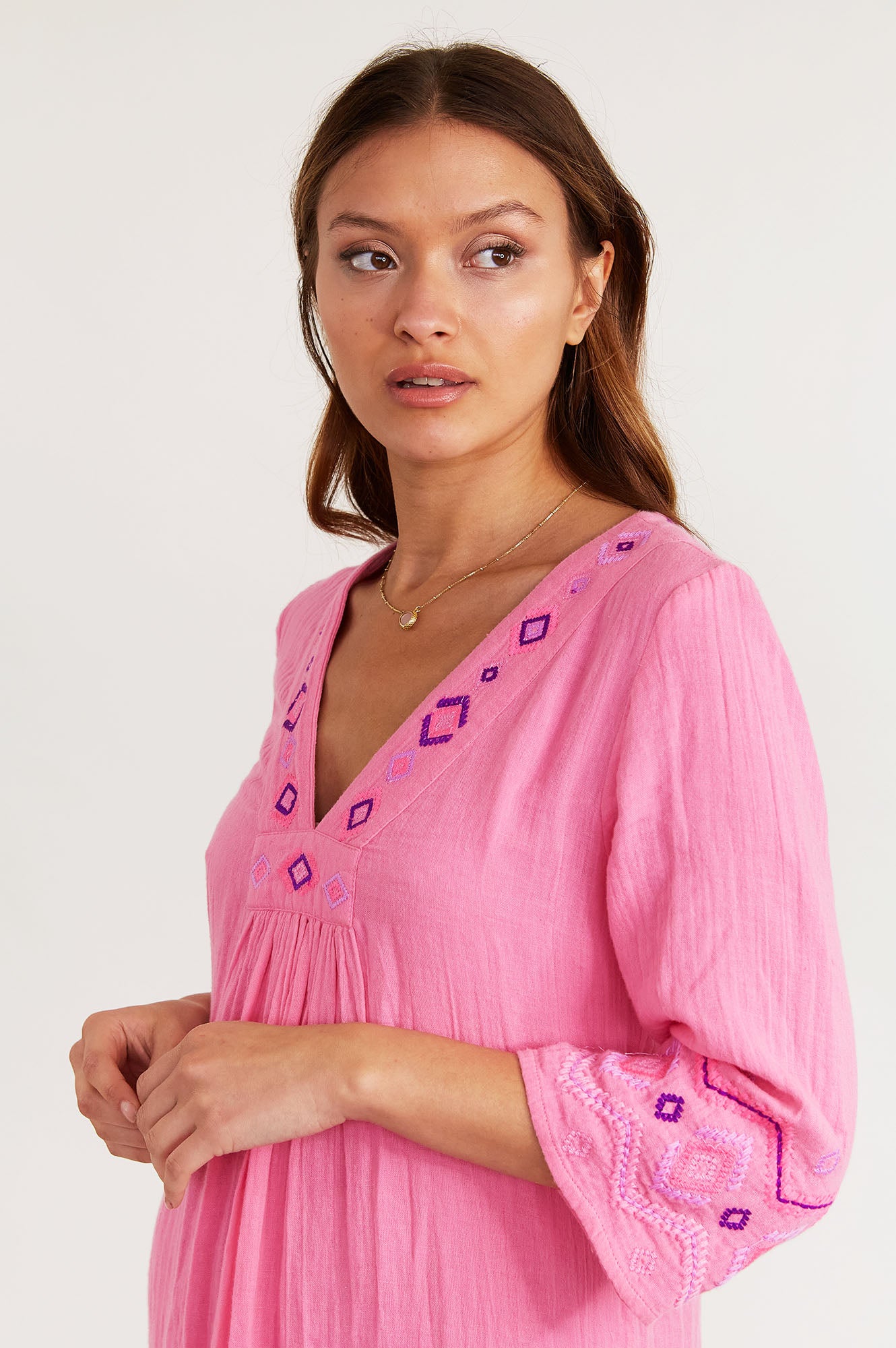 Ali Embroidered Dress | Pink