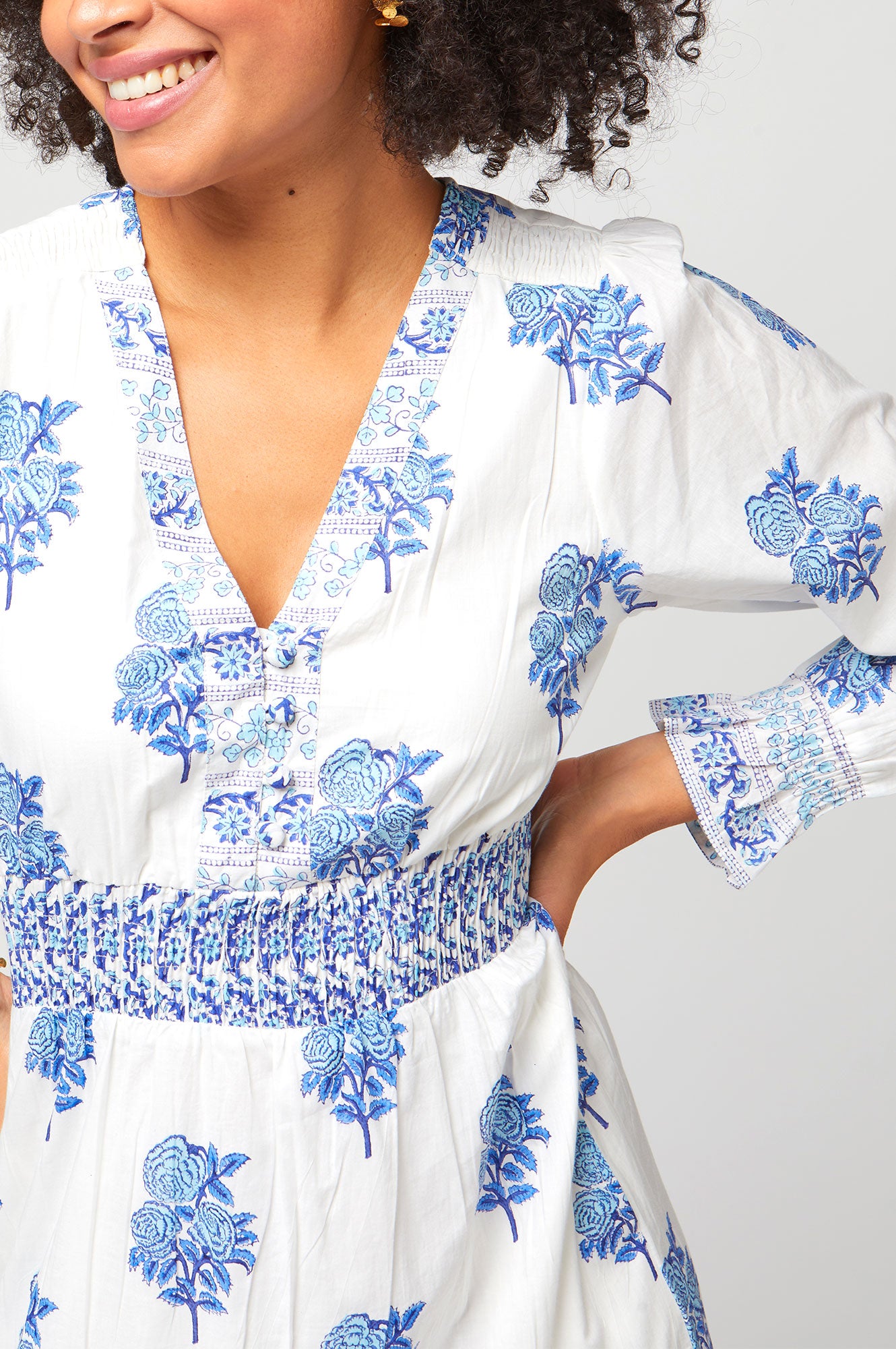 Billie Block Print Dress | Daliya Buta Blue