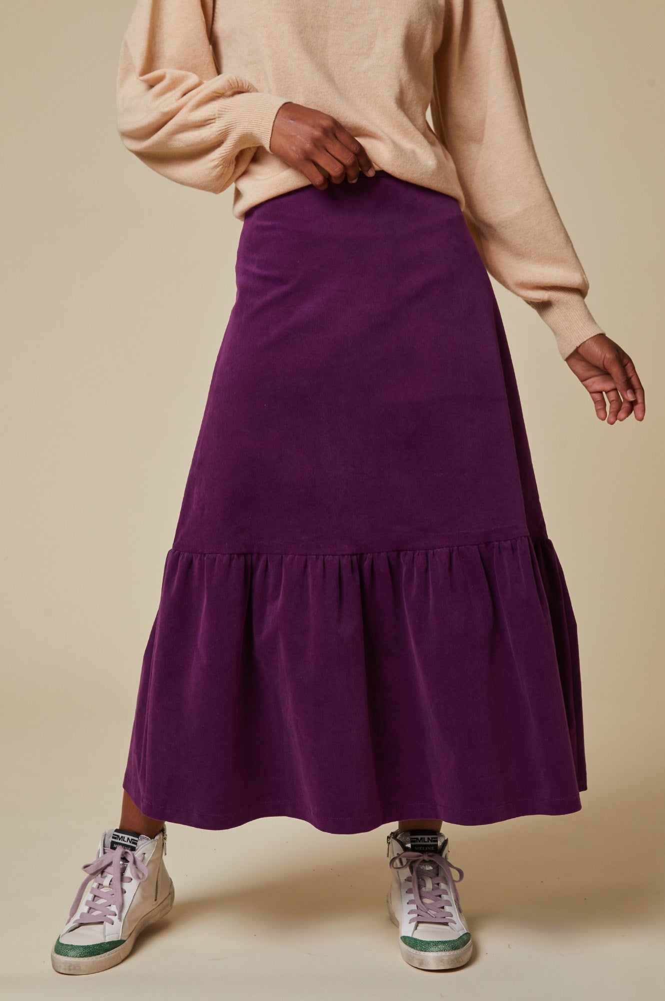 Sylvia Corduroy Midi Skirt | Purple