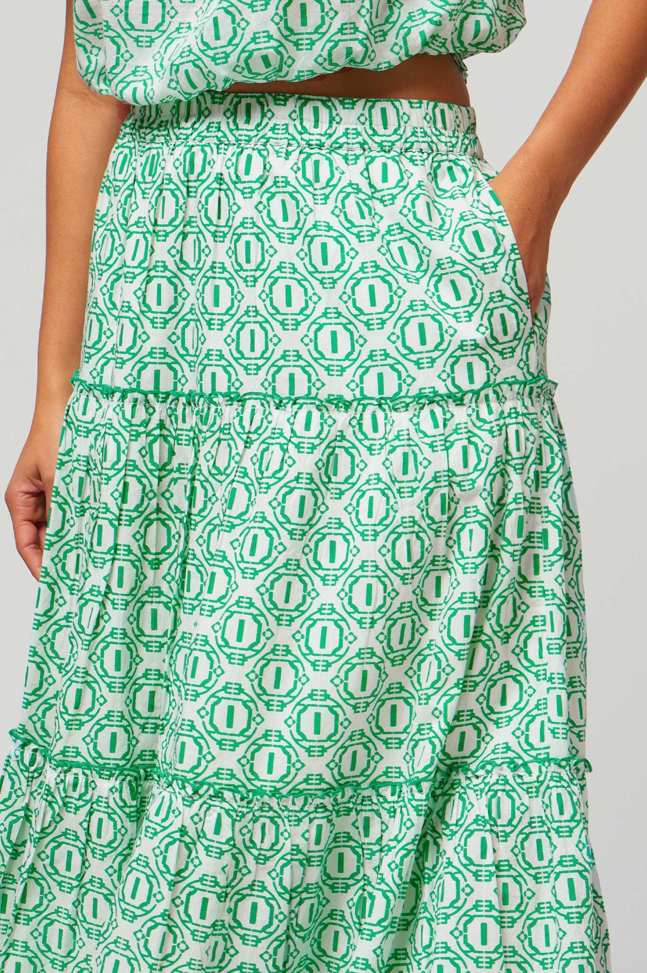 Bea Organic Cotton Skirt | Circle Geo Green