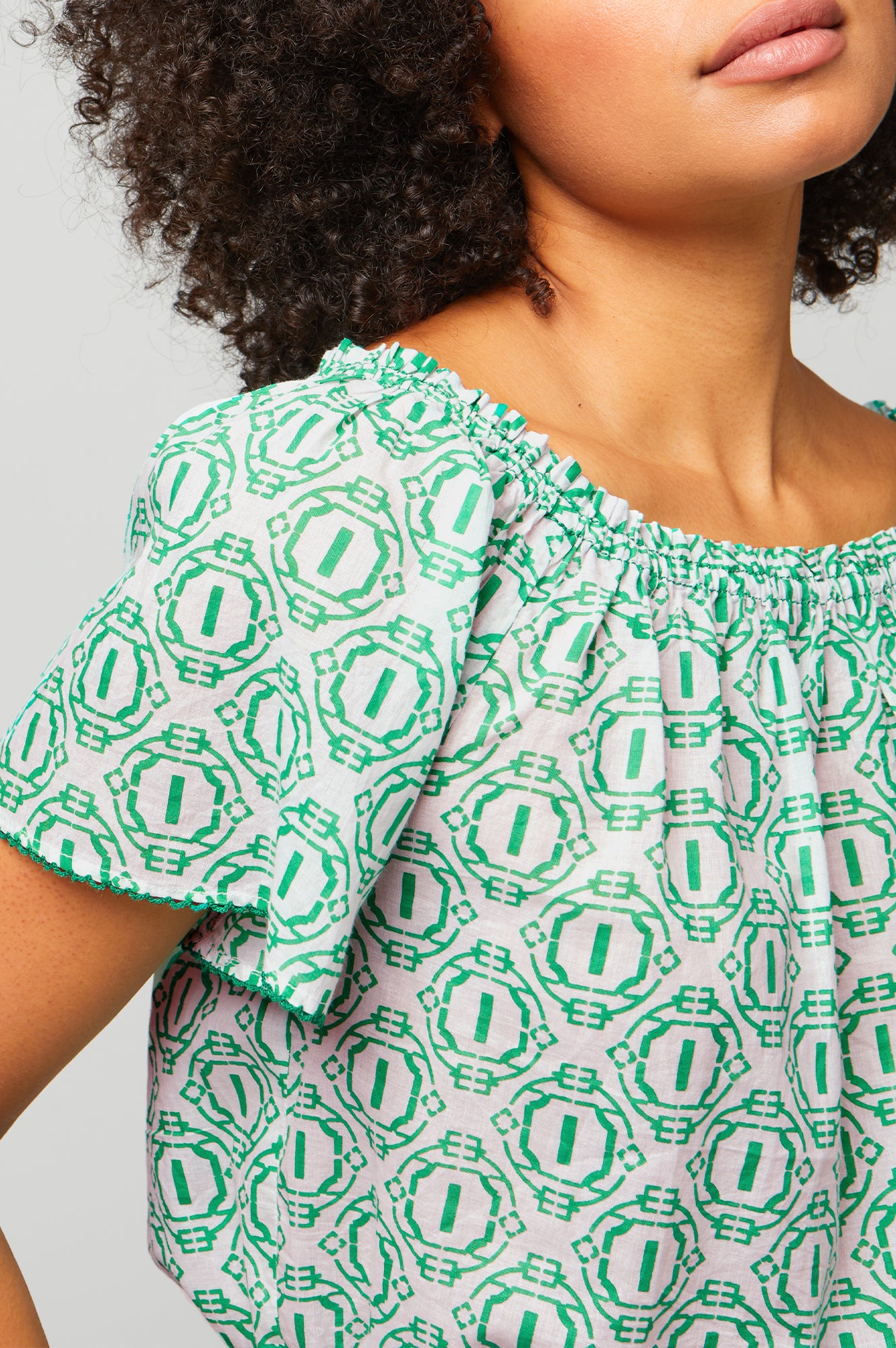 Ilana Organic Cotton Top | Circle Geo Green