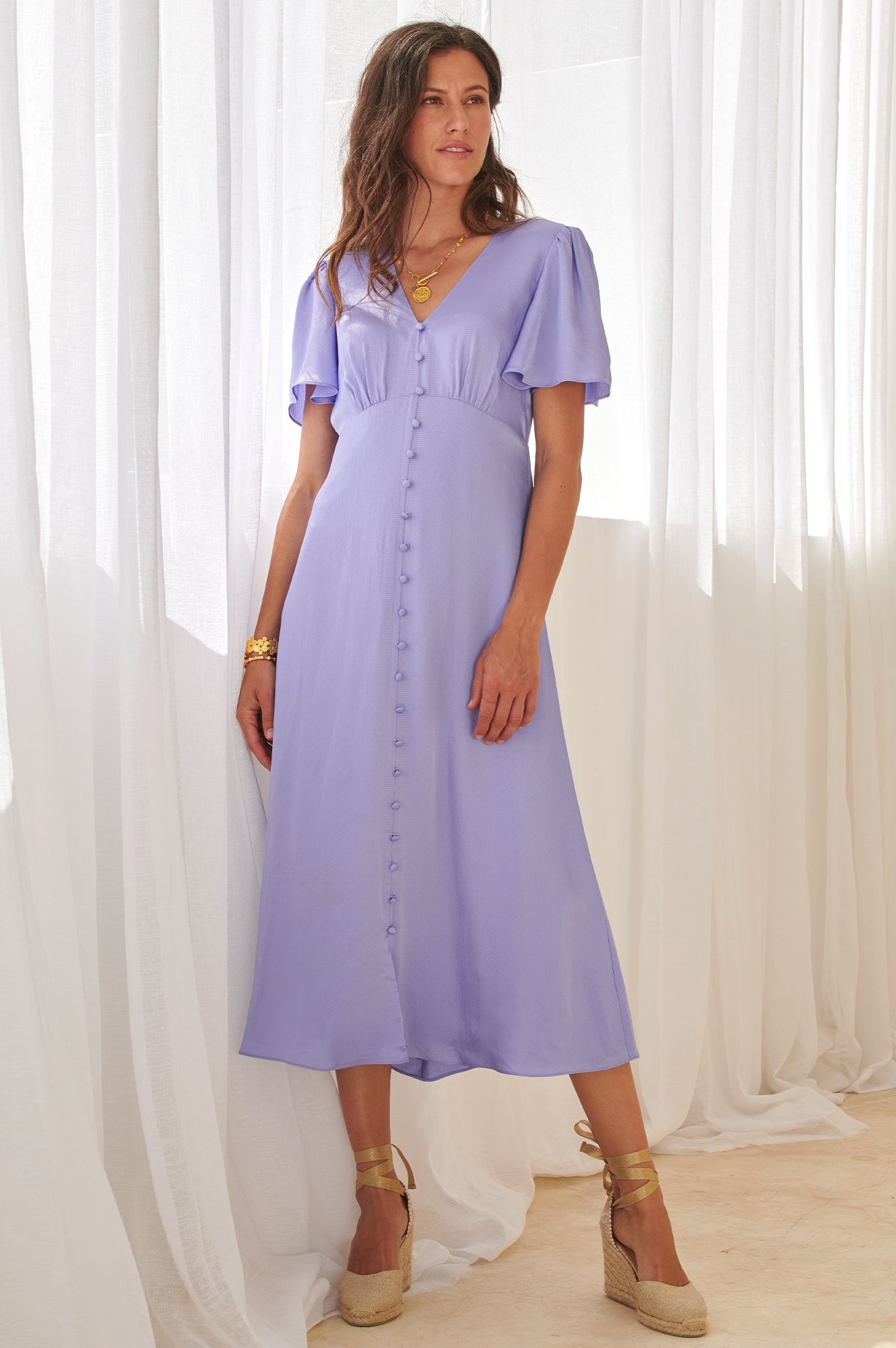 Sally Anne Satin Dress | Lavender