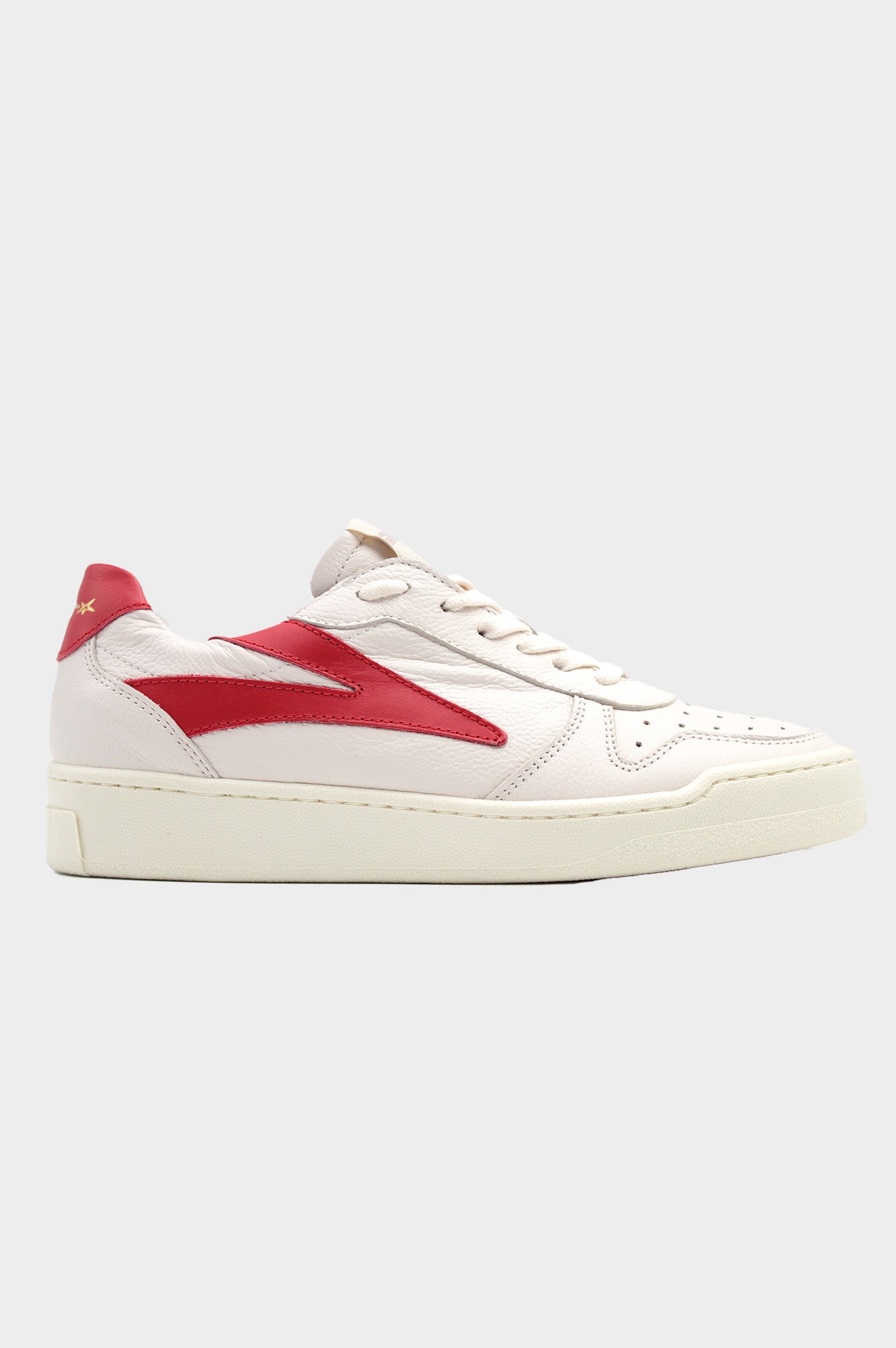 Leather Low Top Trainers | White/Red