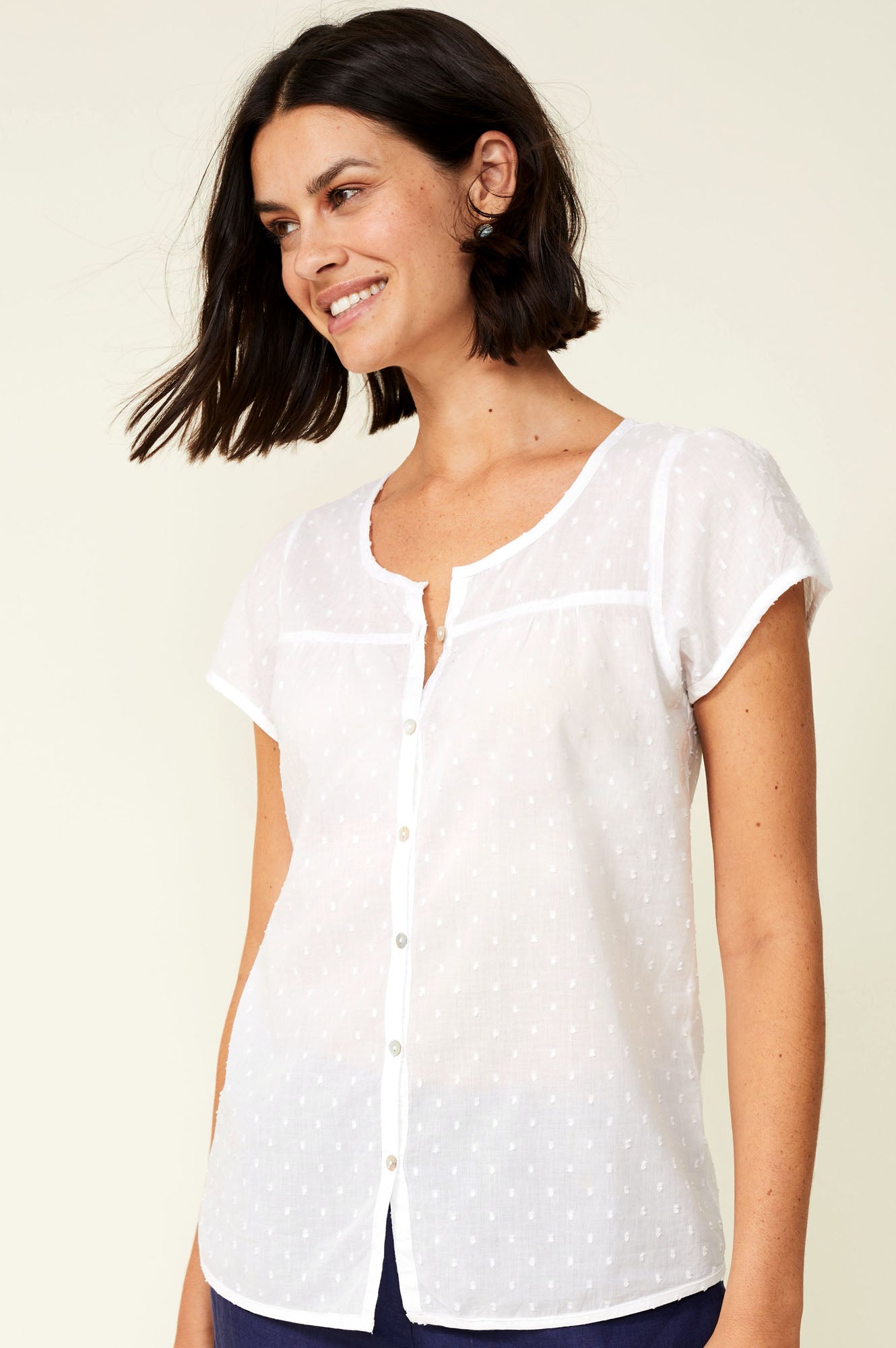 Lisbon Cotton Dobby Shirt | White