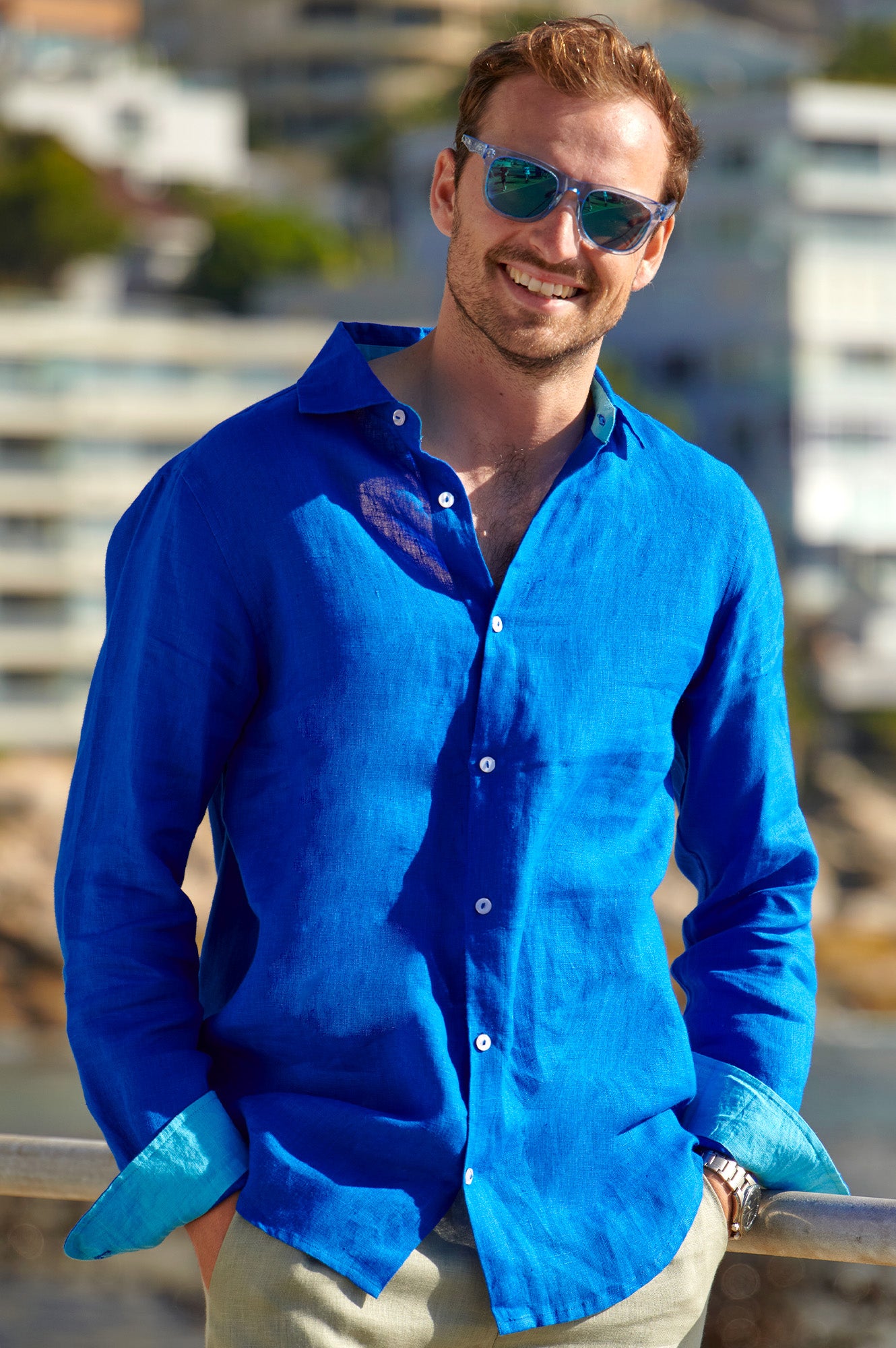 Men's Linen Shirt | Cobalt Blue