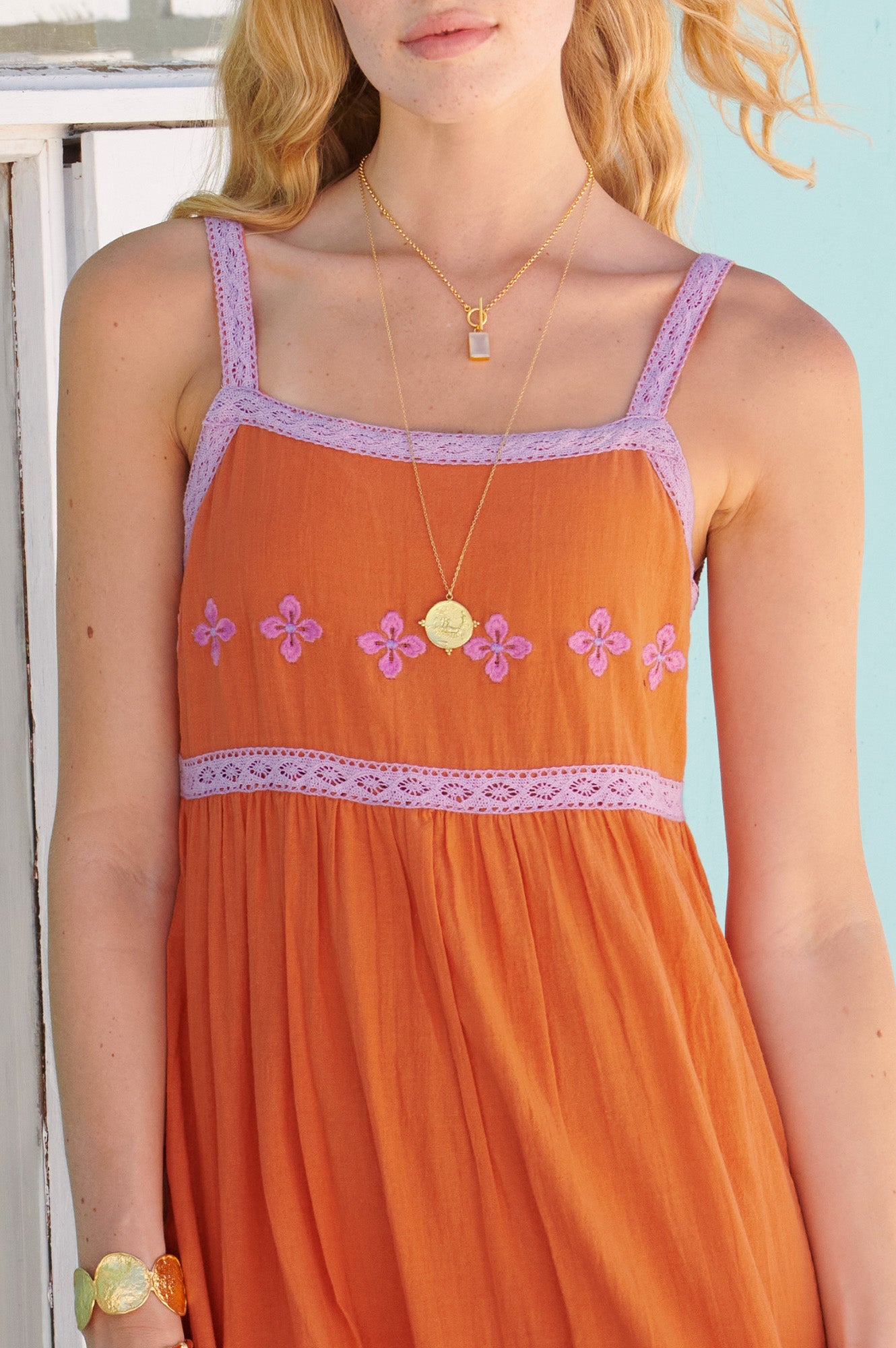 Naomi Dress | Orange/Purple