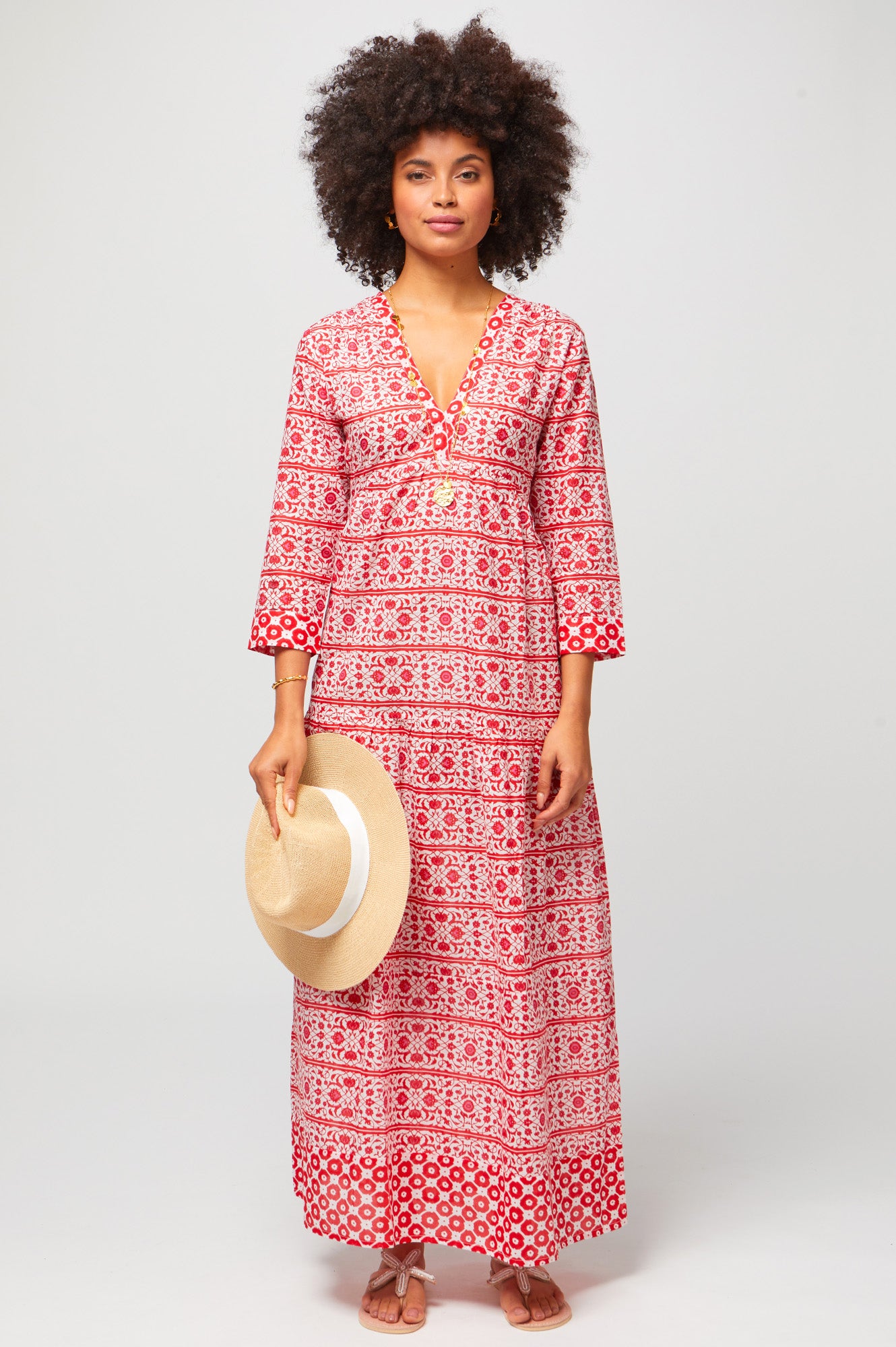 Mykonos Maxi Dress | Red/White