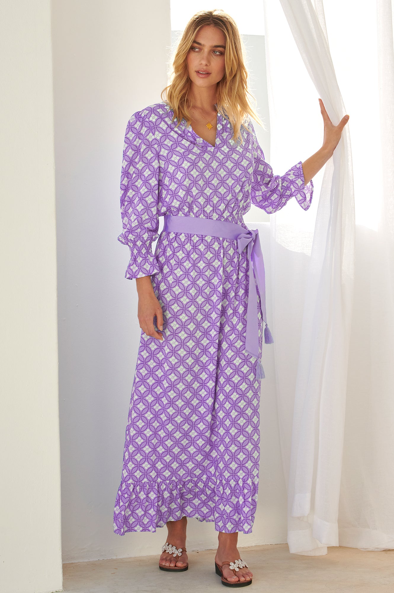 Maeve Tea Dress | Geo Lavender