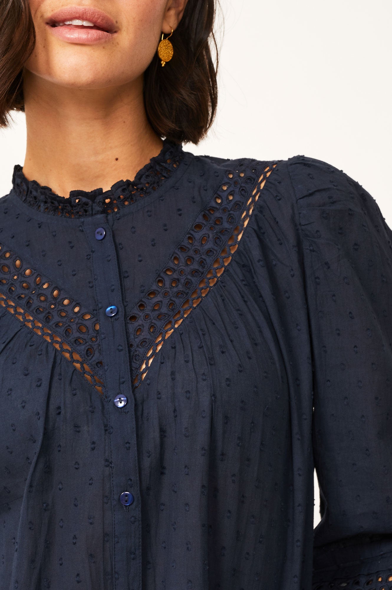 Sally Cotton Blouse | Navy