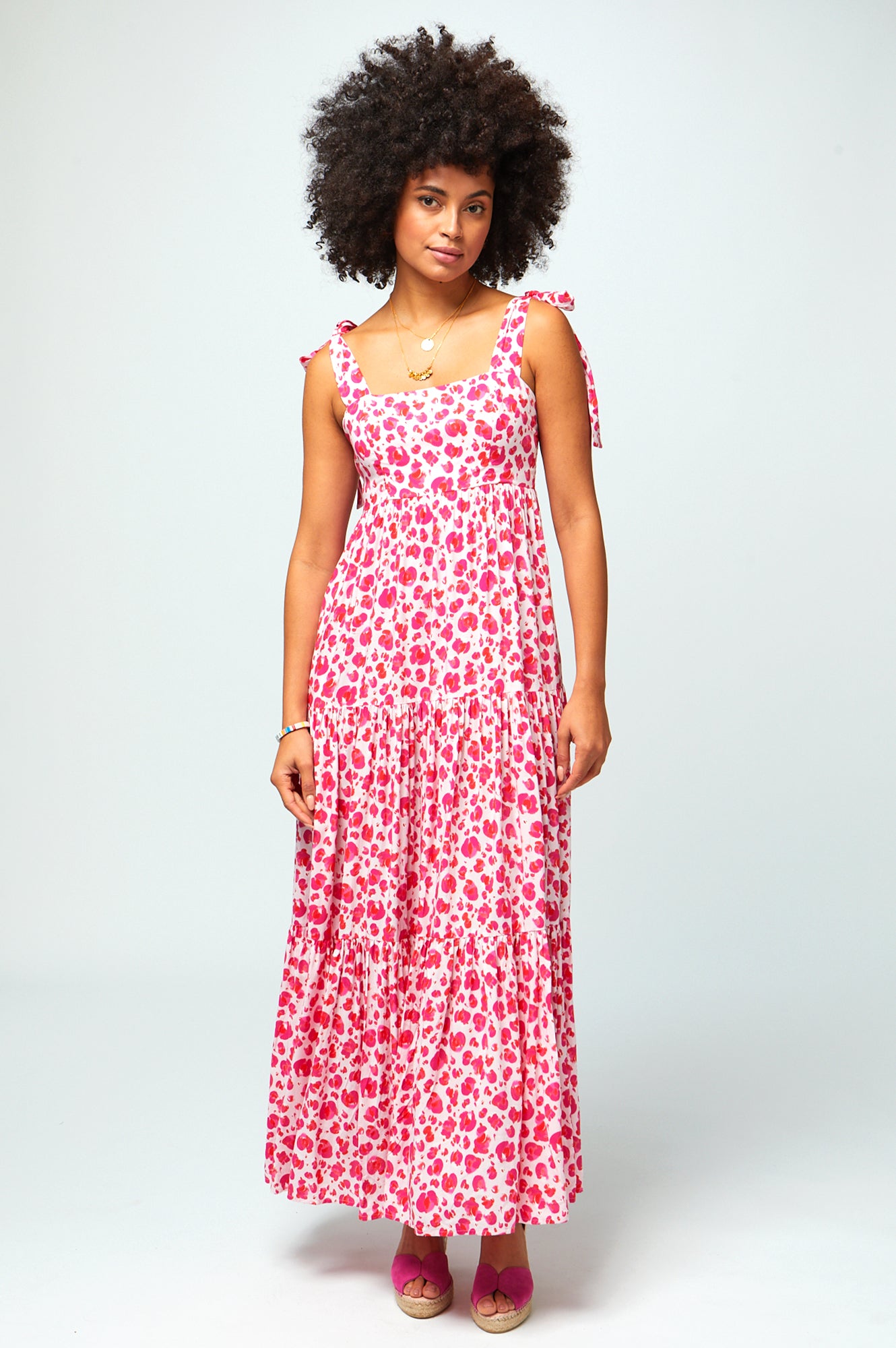 Tabitha Ecovero Viscose Maxi Dress | Cheetah Pink