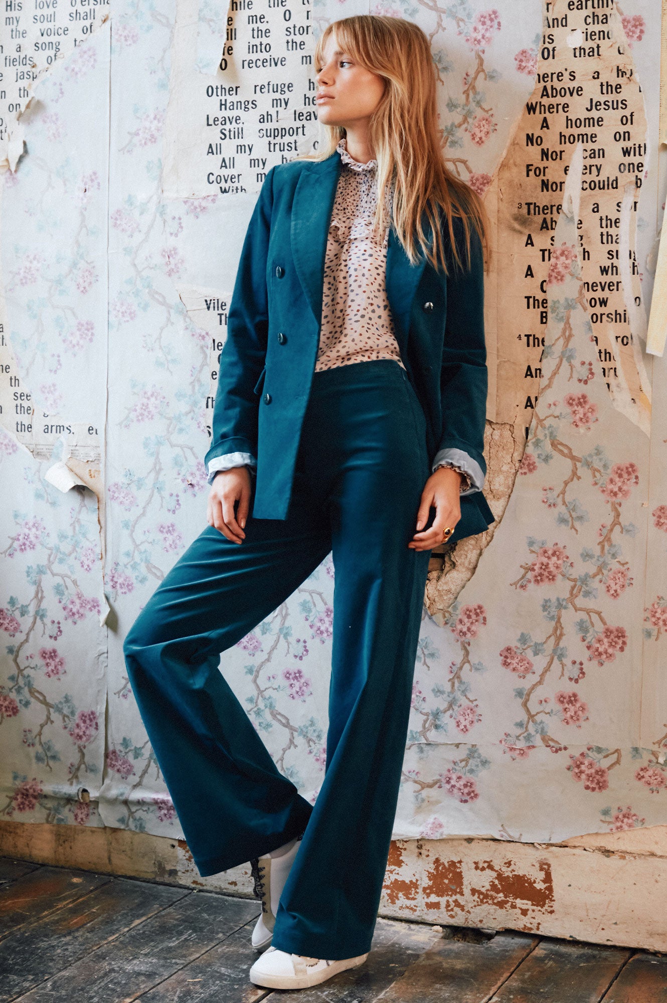 Theresa Stretch Corduroy Blazer | Teal