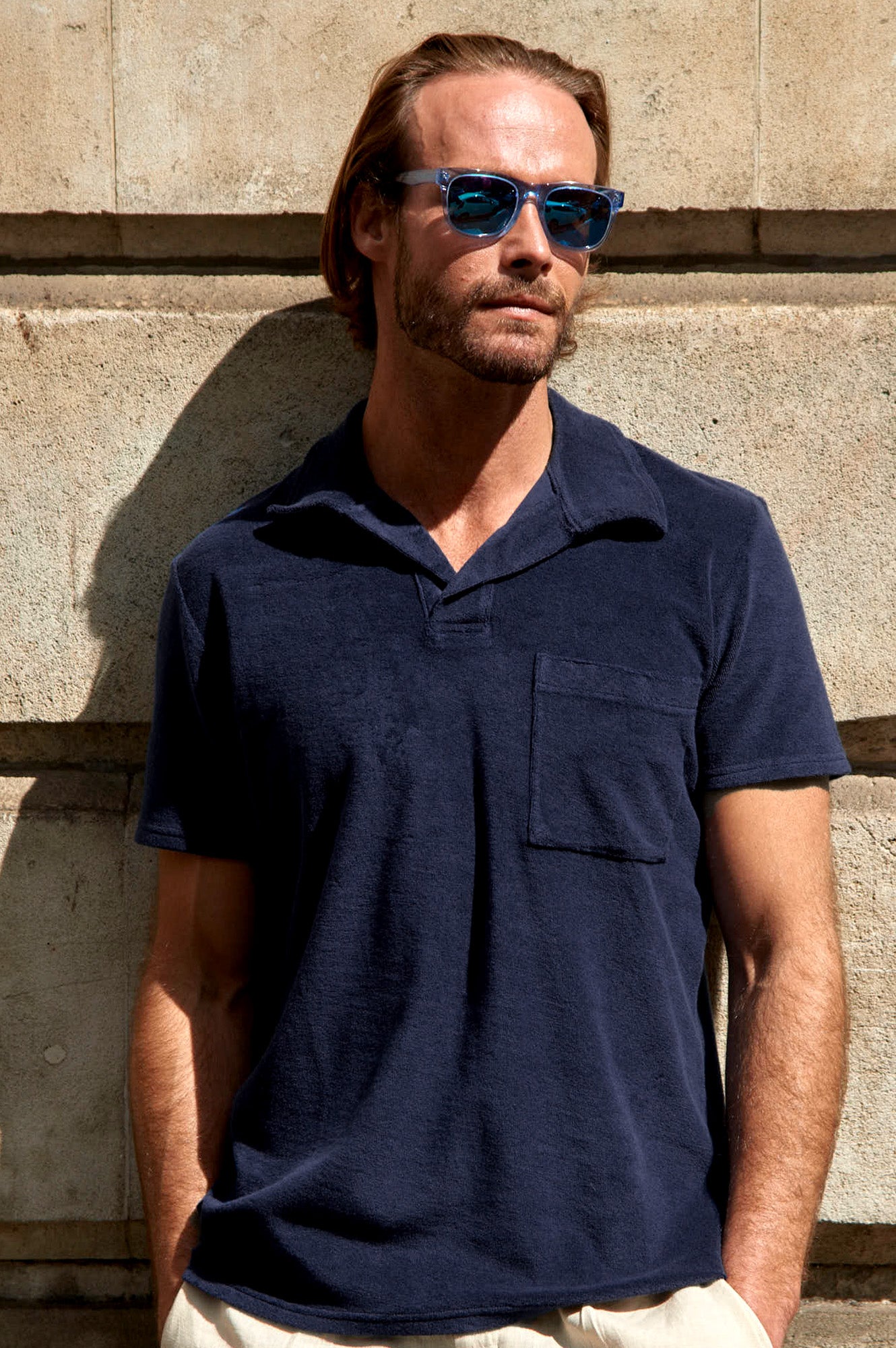 Men's Towelling Polo Shirt | Navy