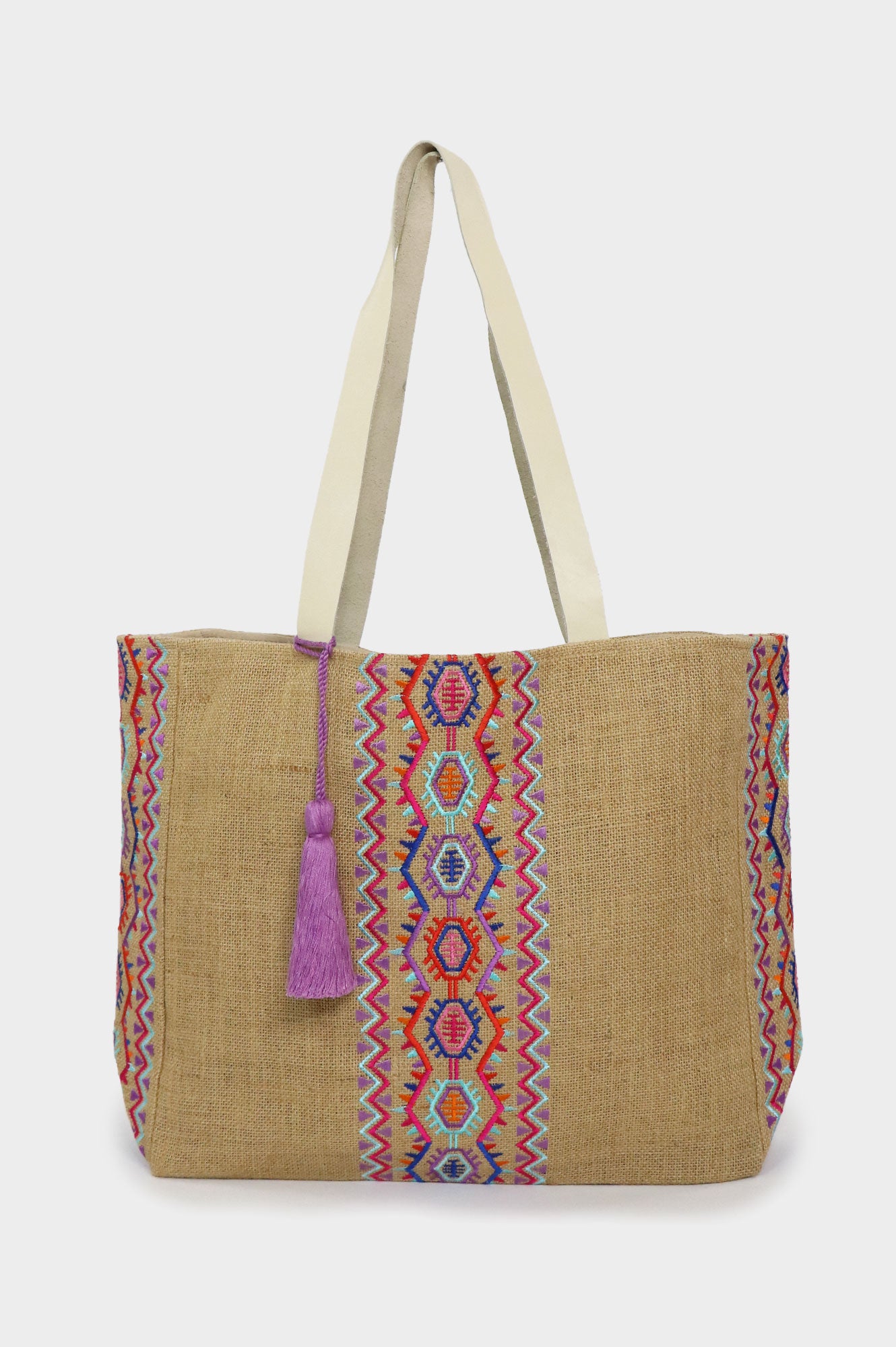 Aruba Jute Beach Bag | Natural/Multi