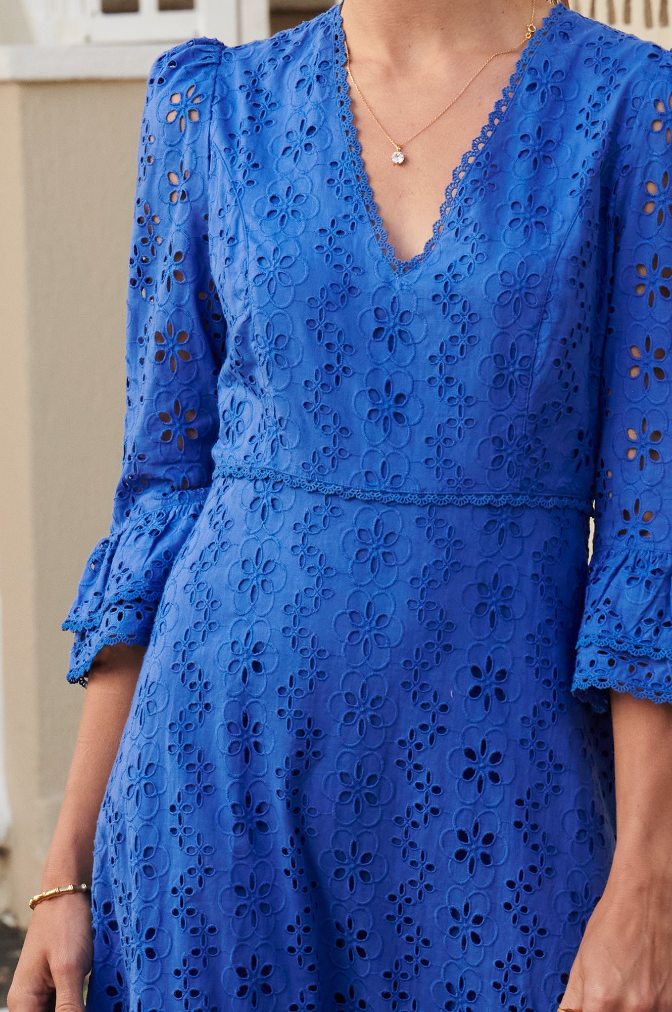 Victoria Broderie Dress | Cobalt Blue